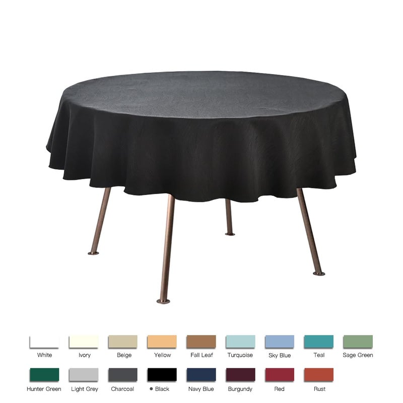 maxmill Round Jacquard Tablecloths Swirl Pattern Spillproof Wrinkle Free Heavy Weight Soft Table Cloth for Circular Table Cover of Buffet Banquet Parties Holiday Dinner Round 90 Inch Black - Image 2